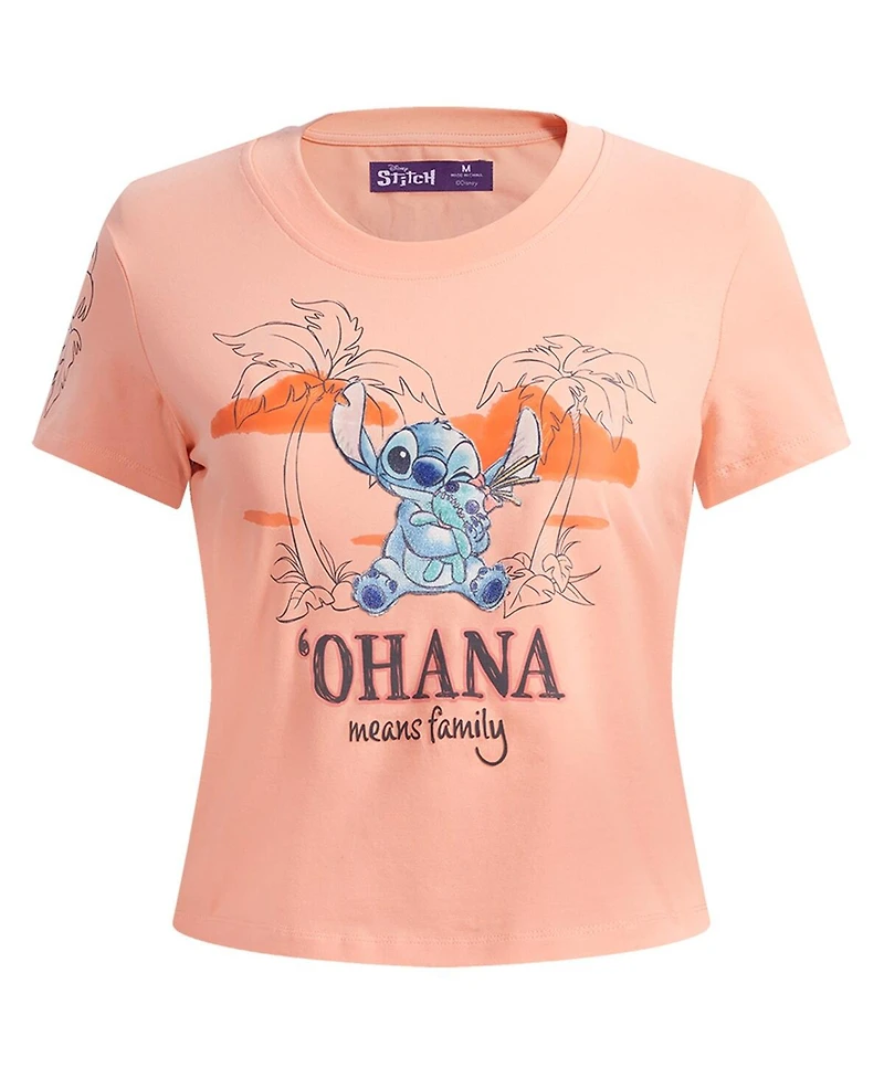 Freeze Max Women's Light Pink Lilo and Stitch Ohana Baby Doll T-Shirt