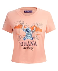 Freeze Max Women's Light Pink Lilo and Stitch Ohana Baby Doll T-Shirt
