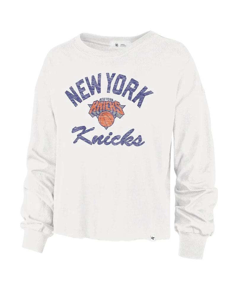 '47 Brand Women's Cream New York Knicks Parkway Wrapped Up Long Sleeve T-Shirt