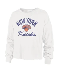 '47 Brand Women's Cream New York Knicks Parkway Wrapped Up Long Sleeve T-Shirt