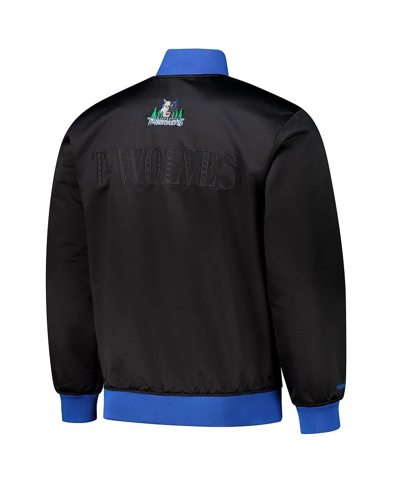 Mitchell & Ness Men's Black Minnesota Timberwolves Hardwood Classics Team Og 3.0 Lightweight Satin Full-Snap Jacket