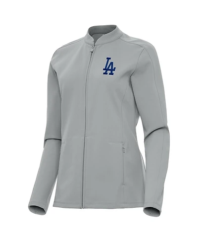 Antigua Women's Gray Los Angeles Dodgers Regard Full-Zip Jacket