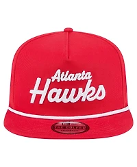 New Era Men's Red Atlanta Hawks Team Text Golfer Snapback Hat