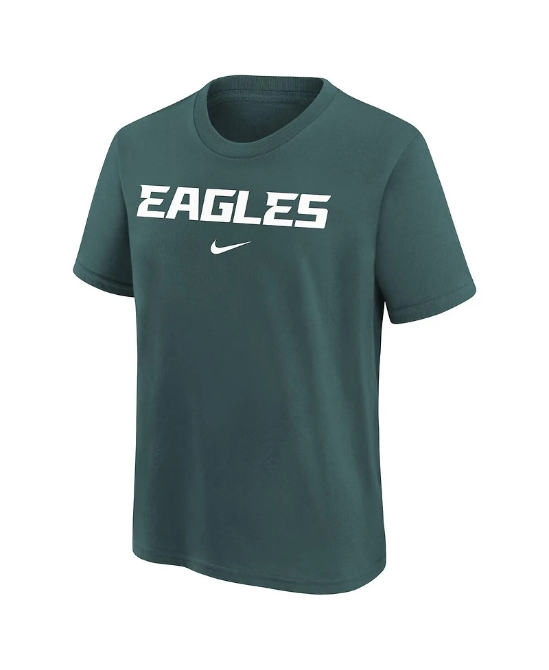 Nike Big Boys and Girls Midnight Green Philadelphia Eagles Team Wordmark T-Shirt