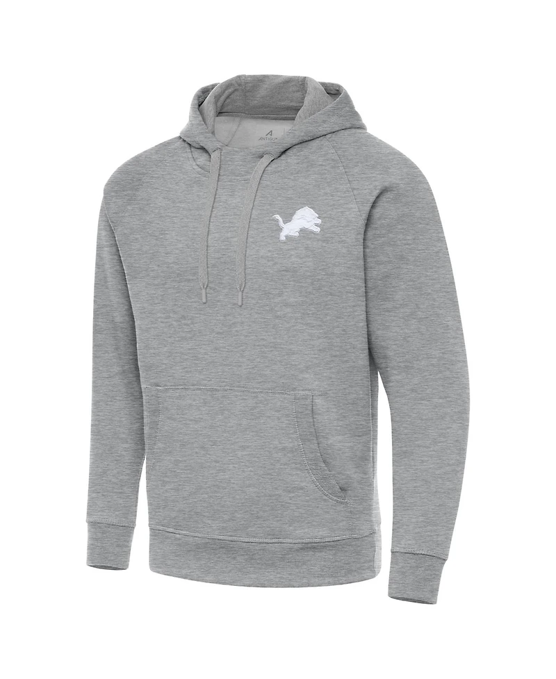 Antigua Men's Heather Gray Detroit Lions Victory Pullover Hoodie