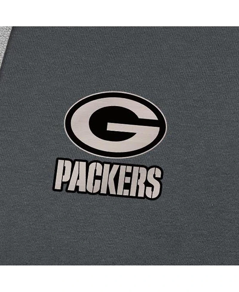Antigua Men's Charcoal Green Bay Packers Brushed Carbon Victory Pullover Hoodie