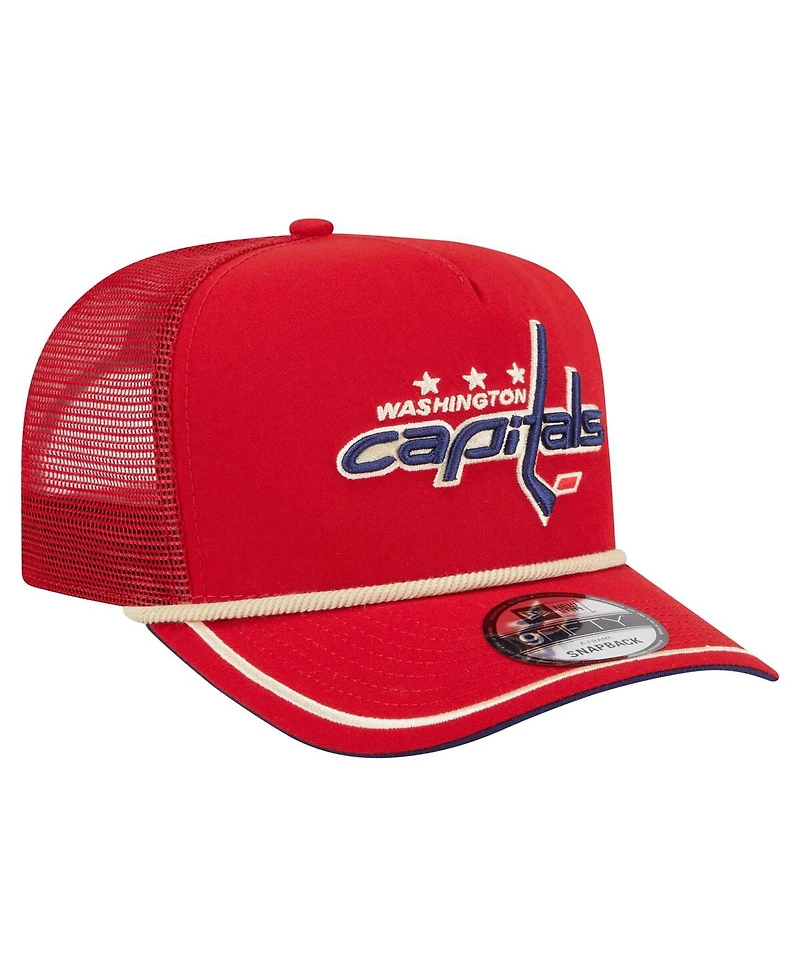 New Era Men's Red Washington Capitals Vintage Team Rope A-Frame 9FIFTY Snapback Hat