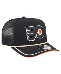 New Era Men's Black Philadelphia Flyers Vintage Team Rope A-Frame 9FIFTY Snapback Hat