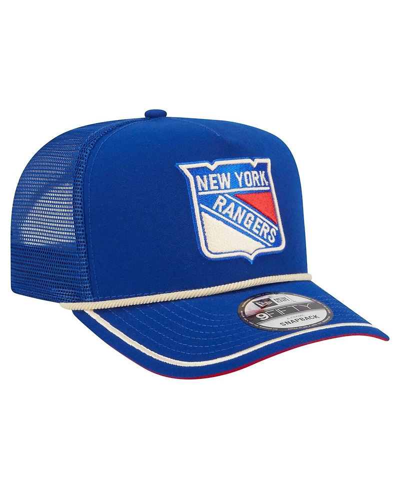 New Era Men's Blue New York Rangers Vintage Team Rope A-Frame 9FIFTY Snapback Hat
