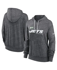 Nike Women's Heather Charcoal New York Jets Team Spirit Gym Vintage Lightweight Hoodie Top