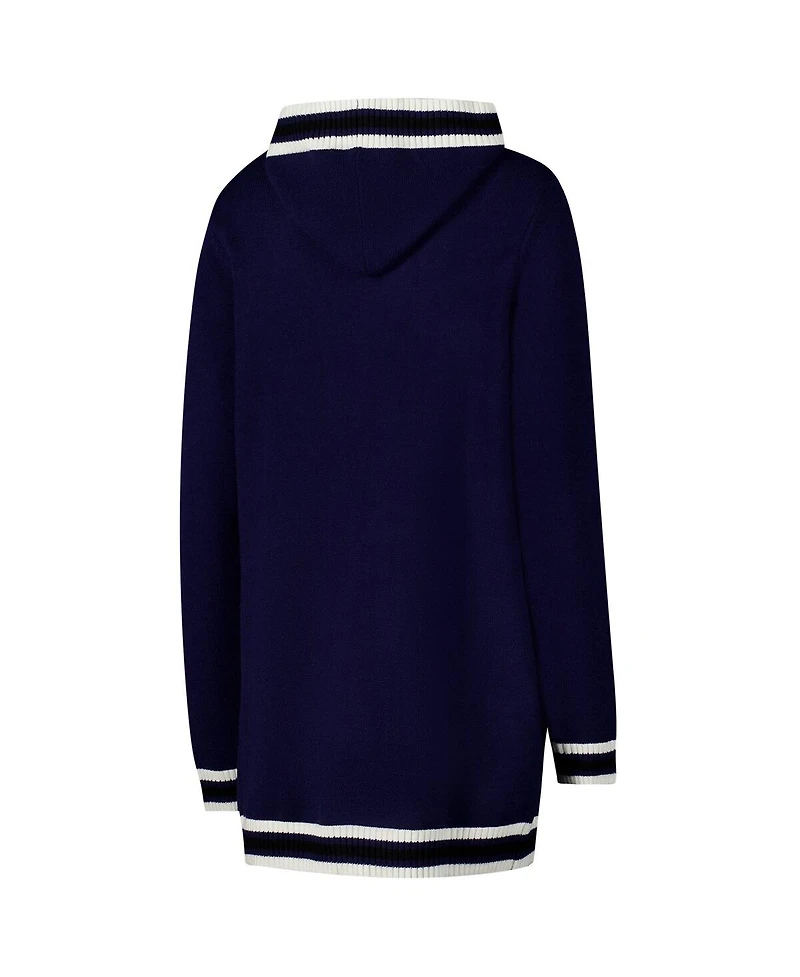 Gameday Couture Women's Navy West Virginia Mountaineers Stripe Detail Tri-Blend Hoodie Cardigan Sweater