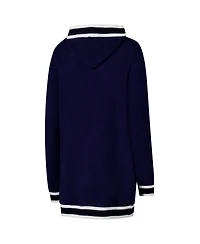 Gameday Couture Women's Navy West Virginia Mountaineers Stripe Detail Tri-Blend Hoodie Cardigan Sweater