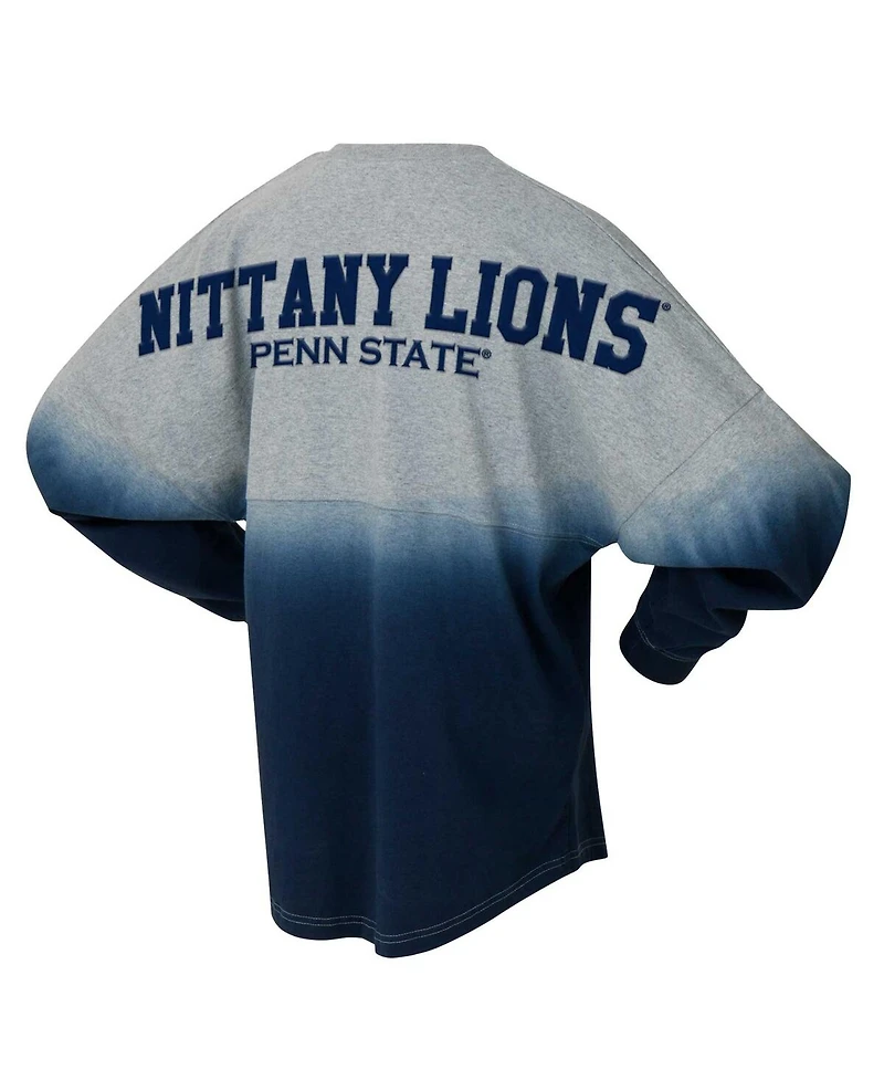 Spirit Jersey Men's and Women's Navy/Gray Penn State Nittany Lions Ombre Long Sleeve T-Shirt