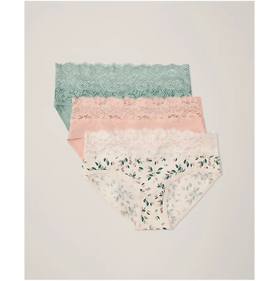 Pact Women's Organic Cotton Lace Waist Brief 3-Pack
