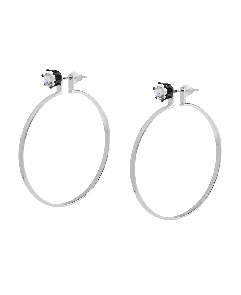 Steve Madden Faux Stone Punk Romance Stud Hoop Earrings