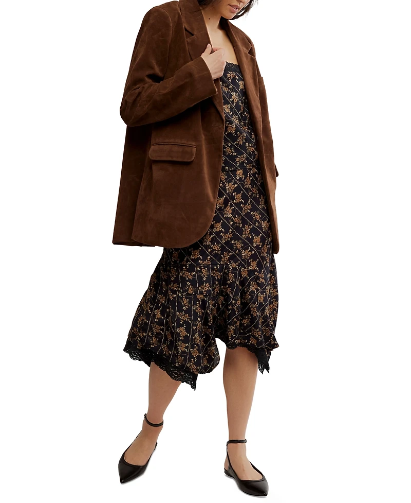 Free People Women's Faux-Suede Button-Front Blazer