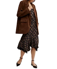 Free People Women's Faux-Suede Button-Front Blazer