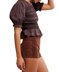 Free People Women's Cotton Puff-Sleeve Peplum Top