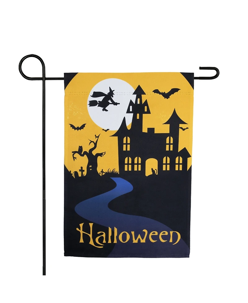 Northlight Haunted House with Flying Witch Halloween Outdoor Garden Flag, 18" x 12.5"