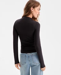 Bar Iii Women's Mock Neck Second-Skin Ruched Top, Macy's Exclusive