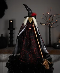 Northlight 18" Victorian Style Witch with Broom Halloween Figure