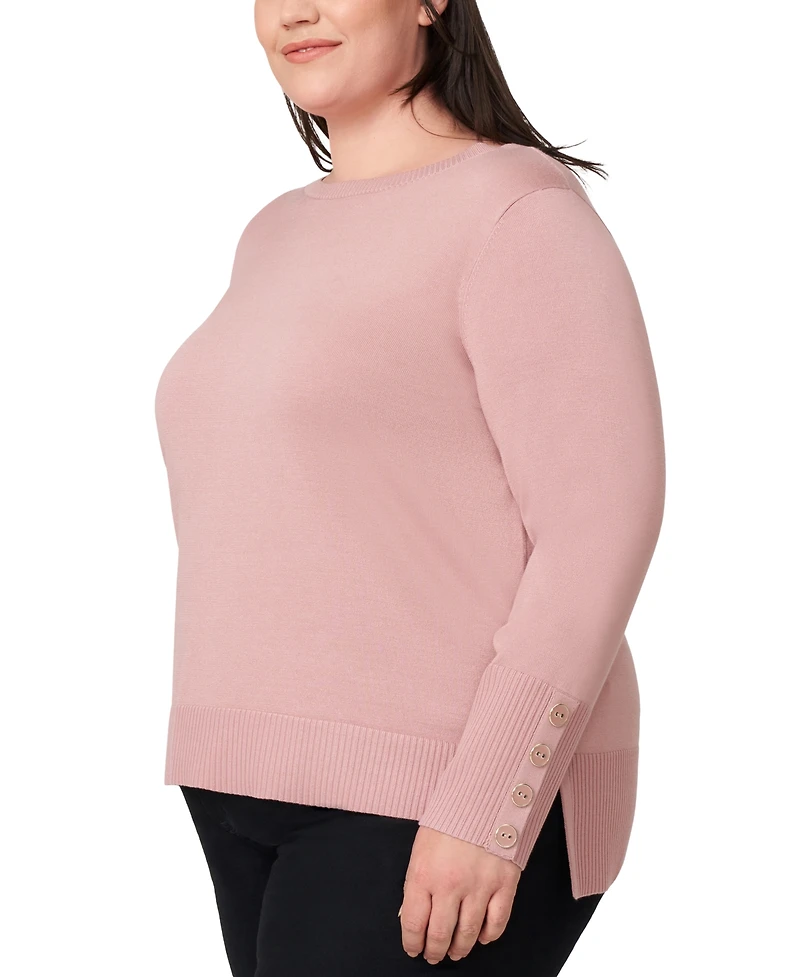 Melissa Paige Plus Button-Cuff Boat-Beck Sweater