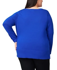 Melissa Paige Plus Button-Cuff Boat-Beck Sweater