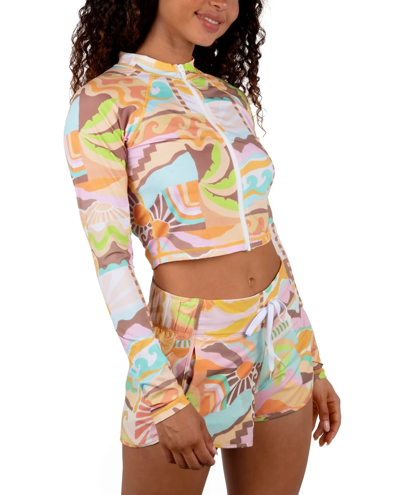 Hurley Juniors' Vacay Dreams Cropped Rashguard Top
