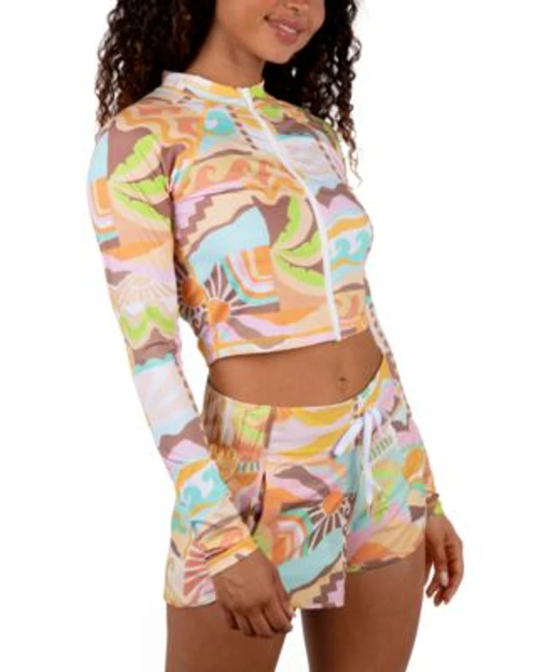 Hurley Juniors Vacay Dreams Cropped Rashguard Top Board Shorts