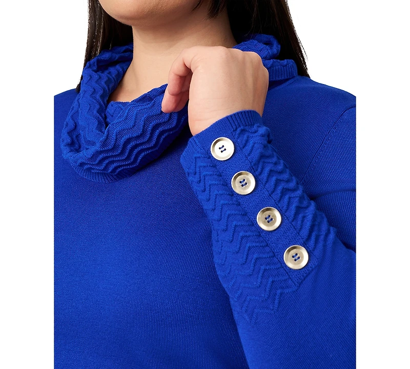 Melissa Paige Plus Ribbed-Hem Cowl-Neck Sweater