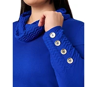 Melissa Paige Plus Ribbed-Hem Cowl-Neck Sweater