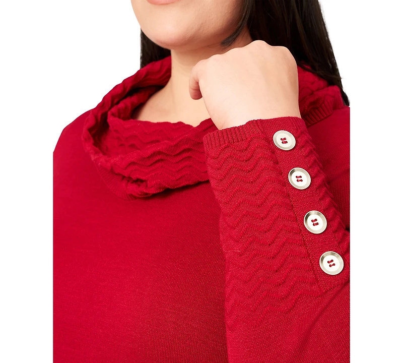Melissa Paige Plus Size Ribbed-Hem Cowl-Neck Sweater