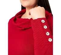 Melissa Paige Plus Size Ribbed-Hem Cowl-Neck Sweater