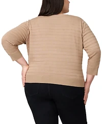 Melissa Paige Plus Textured Stripe Cardigan Sweater