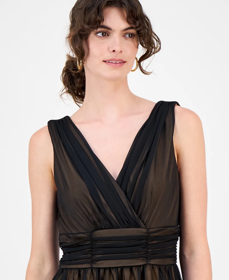 Connected Women's Chiffon Ruched-Waist Dress