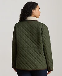 Lauren Ralph Plus Faux-Sherpa-Collar Quilted Coat