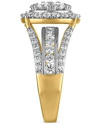 Diamond Halo Cluster Multirow Engagement Ring (2 ct. t.w.) in 14k Two-Tone Gold
