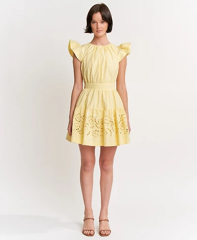 En Saison Women's Taylor Cotton Eyelet Fit & Flare Mini Dress