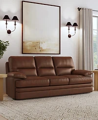 Flexsteel David 93" David Pecan Leather Sofa