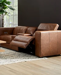 Flexsteel Austin 84" Chestnut Leather Power Reclining Loveseat with Console