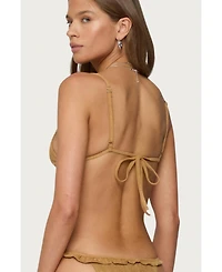 Edikted Women's Gilda Faux Suede Triangle Bikini Top