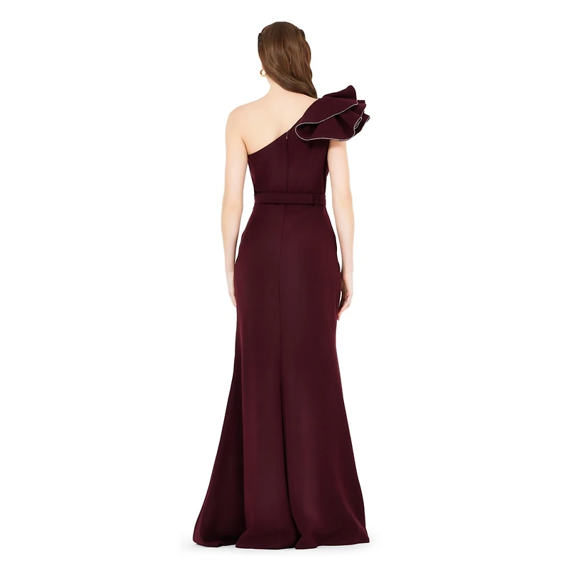 Amri Ruffle Pleated Gown with Rhinestone Embellishment