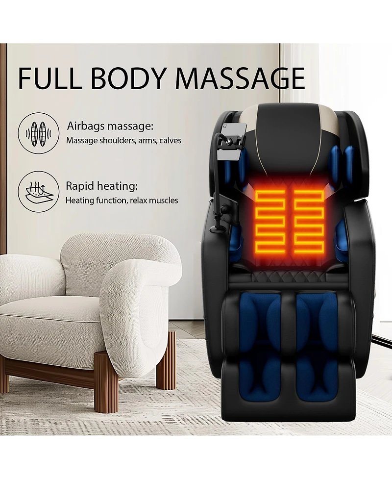 Massage Chair Full Body Air Pressure, Massage Chair Recliner, Lower Back and Calf Heating, Customizable Features and Zero Gravity Modes