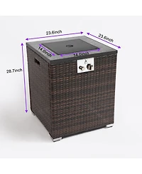 Flynama 28inch Outdoor Fire Pit Column, Propane Fire Column for Decor Gas Fire Pit Table Garden Corner Fire Table