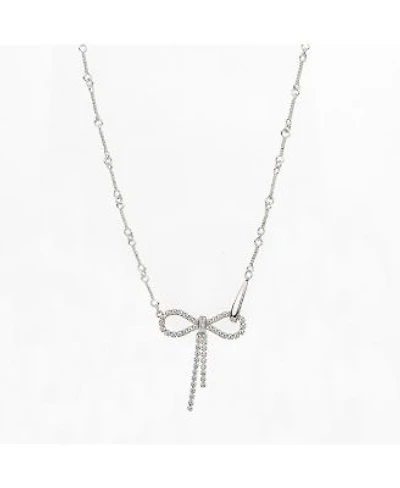 Sterling Silver 18k Gold Plated Camelie Crystal Ribbon Chain Necklace