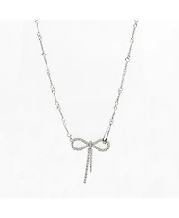 Sterling Silver 18k Gold Plated Camelie Crystal Ribbon Chain Necklace
