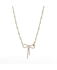 Sterling Silver 18k Gold Plated Camelie Crystal Ribbon Chain Necklace