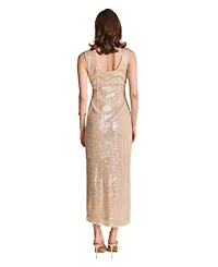 endless rose Women's Scoop Neck Sequins Midi Dress
