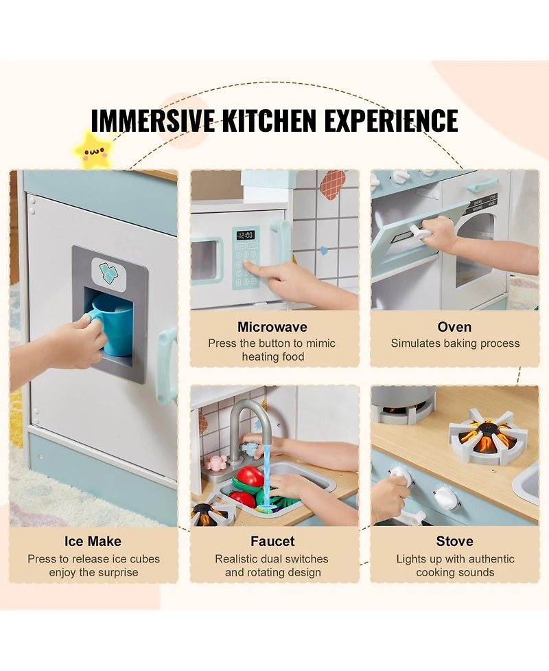 Slickblue 24 Piece Kids Kitchen Playset Pretend Cooking Toy with Pots Pans and Utensils