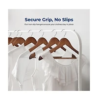 SereneLife 30-Pack Wooden Clothes Hangers – Heavy-Duty with Non-Slip Notches, 360° Swivel Hook & Pants Bar, Vintage Finish